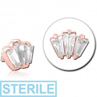 STERILE ROSE GOLD PVD COATED SURGICAL STEEL JEWELLED MICRO ATTACHMENT FOR 1.2MM INTERNALLY THREADED PINS PIERCING