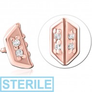 STERILE ROSE GOLD PVD SURGICAL STEEL JEWELLED MICRO ATTACHMENT FOR 1.2MM INTERNALLY THREADED PINS PIERCING