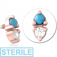 STERILE ROSE GOLD PVD SURGICAL STEEL JEWELLED MICRO ATTACHMENT FOR 1.2MM INTERNALLY THREADED PINS PIERCING
