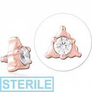 STERILE ROSE GOLD PVD SURGICAL STEEL JEWELLED MICRO ATTACHMENT FOR 1.2MM INTERNALLY THREADED PINS PIERCING