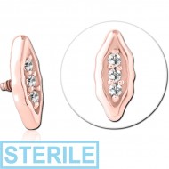 STERILE ROSE GOLD PVD SURGICAL STEEL JEWELLED MICRO ATTACHMENT FOR 1.2MM INTERNALLY THREADED PINS PIERCING