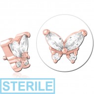 STERILE ROSE GOLD PVD SURGICAL STEEL JEWELLED MICRO ATTACHMENT FOR 1.2MM INTERNALLY THREADED PINS PIERCING