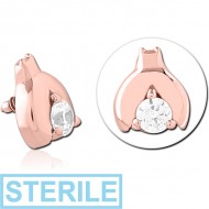 STERILE ROSE GOLD PVD COATED SURGICAL STEEL JEWELLED MICRO ATTACHMENT FOR 1.2MM INTERNALLY THREADED PINS PIERCING