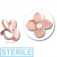 STERILE ROSE GOLD PVD COATED SURGICAL STEEL JEWELLED MICRO ATTACHMENT FOR 1.2MM INTERNALLY THREADED PINS PIERCING