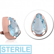 STERILE ROSE GOLD PVD COTED SURGICAL STEEL JEWELLED MICRO ATTACHMENT FOR 1.2MM INTERNALLY THREADED PINS PIERCING