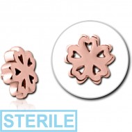 STERILE ROSE GOLD PVD COATED SURGICAL STEEL MICRO ATTACHMENT FOR 1.2MM INTERNALLY THREADED PINS - CLOVER PIERCING