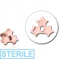 STERILE ROSE GOLD PVD COATED SURGICAL STEEL MICRO ATTACHMENT FOR 1.2MM INTERNALLY THREADED PINS -TRIPLE STAR PIERCING