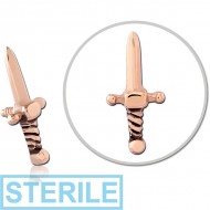 STERILE ROSE GOLD PVD COATED SURGICAL STEEL MICRO ATTACHMENT FOR 1.2MM INTERNALLY THREADED PINS - SWORD PIERCING