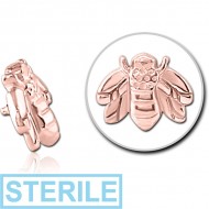 STERILE ROSE GOLD PVD COATED SURGICAL STEEL MICRO ATTACHMENT FOR 1.2MM INTERNALLY THREADED PINS - HONEY BEE PIERCING