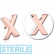 STERILE ROSE GOLD PVD COATED SURGICAL STEEL MICRO ATTACHMENT FOR 1.2MM INTERNALLY THREADED PINS - X PIERCING