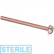 STERILE ROSE GOLD PVD COATED SURGICAL STEEL STRAIGHT JEWELLED NOSE STUDS PP9 EMPTY PART PIERCING