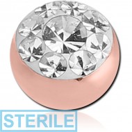 STERILE ROSE GOLD PVD COATED VALUE CRYSTALINE JEWELLED BALL PIERCING