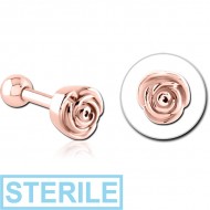 STERILE ROSE GOLD PVD COATED SURGICAL STEEL TRAGUS MICRO BARBELL - ROSE PIERCING