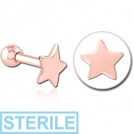 STERILE ROSE GOLD PVD COATED SURGICAL STEEL TRAGUS MICRO BARBELL - STAR PIERCING