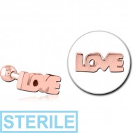 STERILE ROSE GOLD PVD COATED SURGICAL STEEL TRAGUS MICRO BARBELL - LOVE PIERCING