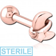 STERILE ROSE GOLD PVD COATED SURGICAL STEEL TRAGUS MICRO BARBELL - ANNULAR ECLIPSE AND STAR PIERCING