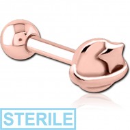 STERILE ROSE GOLD PVD COATED SURGICAL STEEL TRAGUS MICRO BARBELL - EYE STAR PIERCING