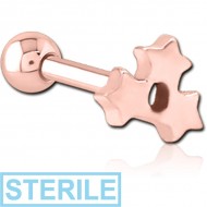 STERILE ROSE GOLD PVD COATED SURGICAL STEEL TRAGUS MICRO BARBELL - TRIPLE STAR PIERCING