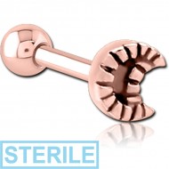 STERILE ROSE GOLD PVD COATED SURGICAL STEEL TRAGUS MICRO BARBELL - CRESCENT PIERCING