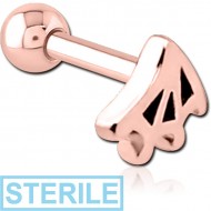 STERILE ROSE GOLD PVD COATED SURGICAL STEEL TRAGUS MICRO BARBELL - WEB PIERCING