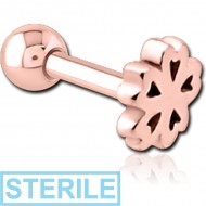 STERILE ROSE GOLD PVD COATED SURGICAL STEEL TRAGUS MICRO BARBELL - CLOVER PIERCING