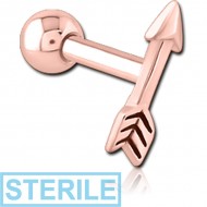 STERILE ROSE GOLD PVD COATED SURGICAL STEEL TRAGUS MICRO BARBELL - ARROW PIERCING