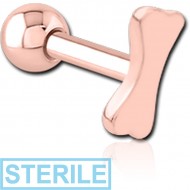 STERILE ROSE GOLD PVD COATED SURGICAL STEEL TRAGUS MICRO BARBELL - BONE PIERCING