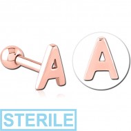 STERILE ROSE GOLD PVD COATED SURGICAL STEEL TRAGUS MICRO BARBELL - A PIERCING
