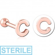 STERILE ROSE GOLD PVD COATED SURGICAL STEEL TRAGUS MICRO BARBELL - C PIERCING