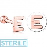 STERILE ROSE GOLD PVD COATED SURGICAL STEEL TRAGUS MICRO BARBELL - E PIERCING