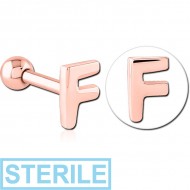 STERILE ROSE GOLD PVD COATED SURGICAL STEEL TRAGUS MICRO BARBELL - F PIERCING