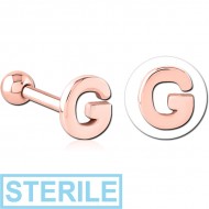 STERILE ROSE GOLD PVD COATED SURGICAL STEEL TRAGUS MICRO BARBELL - G PIERCING