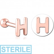 STERILE ROSE GOLD PVD COATED SURGICAL STEEL TRAGUS MICRO BARBELL - H PIERCING