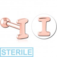 STERILE ROSE GOLD PVD COATED SURGICAL STEEL TRAGUS MICRO BARBELL - I PIERCING