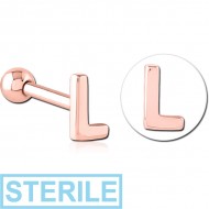 STERILE ROSE GOLD PVD COATED SURGICAL STEEL TRAGUS MICRO BARBELL - L PIERCING