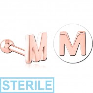 STERILE ROSE GOLD PVD COATED SURGICAL STEEL TRAGUS MICRO BARBELL - M PIERCING