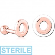 STERILE ROSE GOLD PVD COATED SURGICAL STEEL TRAGUS MICRO BARBELL - O PIERCING