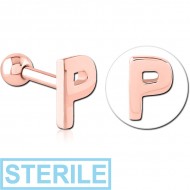 STERILE ROSE GOLD PVD COATED SURGICAL STEEL TRAGUS MICRO BARBELL - P PIERCING