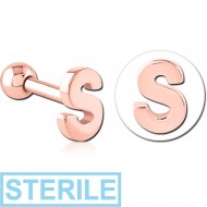 STERILE ROSE GOLD PVD COATED SURGICAL STEEL TRAGUS MICRO BARBELL - S PIERCING