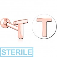 STERILE ROSE GOLD PVD COATED SURGICAL STEEL TRAGUS MICRO BARBELL - T PIERCING