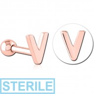 STERILE ROSE GOLD PVD COATED SURGICAL STEEL TRAGUS MICRO BARBELL - V PIERCING