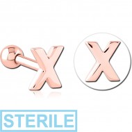 STERILE ROSE GOLD PVD COATED SURGICAL STEEL TRAGUS MICRO BARBELL - X PIERCING