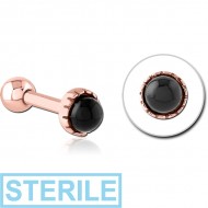 STERILE ROSE GOLD PVD COATED SURGICAL STEEL JEWELLED TRAGUS MICRO BARBELL PIERCING