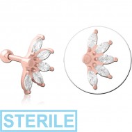 STERILE ROSE GOLD PVD COATED SURGICAL STEEL JEWELLED TRAGUS MICRO BARBELL PIERCING