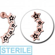 STERILE ROSE GOLD PVD COATED SURGICAL STEEL TRAGUS MICRO BARBELL WITH ENAMEL - FOUR STARS PIERCING