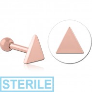 STERILE ROSE GOLD PVD COATED SURGICAL STEEL TRAGUS MICRO BARBELL - TRIANGLE PIERCING