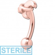 STERILE ROSE GOLD PVD COATED SURGICAL STEEL FANCY CURVED MICRO BARBELL - ANNULAR ECLIPSE AND STAR PIERCING