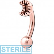 STERILE ROSE GOLD PVD COATED SURGICAL STEEL FANCY CURVED MICRO BARBELL - CRESCENT PIERCING