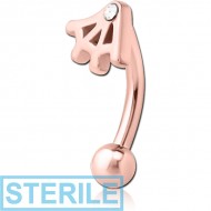 STERILE ROSE GOLD PVD COATED SURGICAL STEEL JEWELLED FANCY CURVED MICRO BARBELL - WEB PIERCING