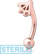 STERILE ROSE GOLD PVD COATED SURGICAL STEEL FANCY CURVED MICRO BARBELL - WEB PIERCING